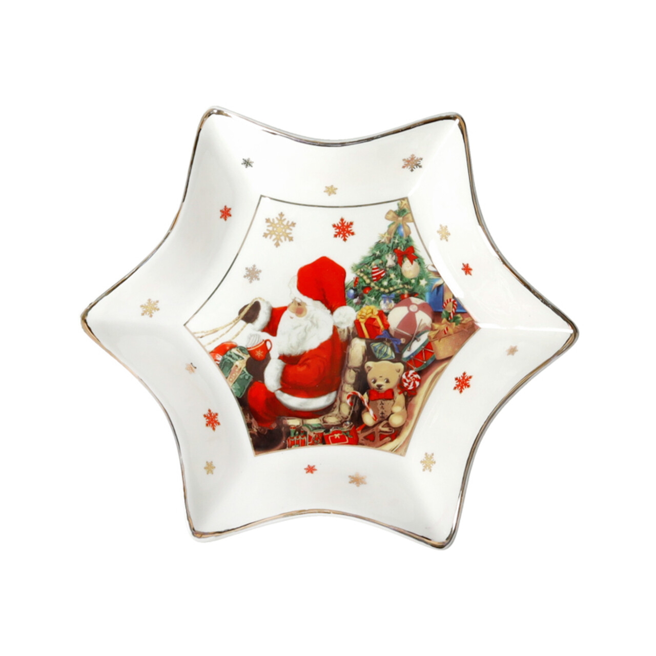 Platou servire, Christmas, Brandani, 20x20 cm, portelan New Bone China - imagine 4